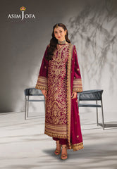 Asim Jofa Chamkeeli Ajkk-03 Embroidered Twisted Silk 3 Pcs