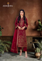 Asim Jofa Dhanak Rang Ajcf-28 Embroidered Boski Silk 3 Pcs