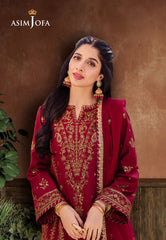 Asim Jofa Dhanak Rang Ajcf-28 Embroidered Boski Silk 3 Pcs
