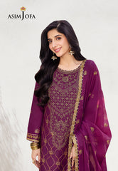 Asim Jofa Dhanak Rang Ajcf-07 Embroidered Jumbo Silk 3 Pcs