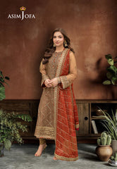 Asim Jofa Jag Mag Ajmj-10 Embroidered Net 3 Pcs