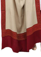 Mominas Jacquard Patchwork Shawl - Skin Beige & Maroon Border