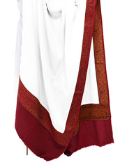 Mominas Jacquard Patchwork Shawl - White & Maroon Border
