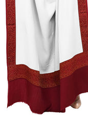 Mominas Jacquard Patchwork Shawl - White & Maroon Border