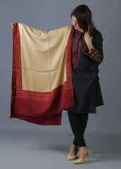 Mominas Jacquard Patchwork Stole or Muffler - Badami & Maroon Border