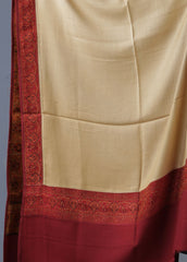 Mominas Jacquard Patchwork Stole or Muffler - Badami & Maroon Border
