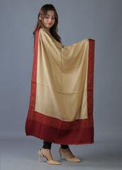 Mominas Jacquard Patchwork Stole or Muffler - Badami & Maroon Border