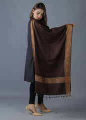 Mominas Kashmiri Heera Stole - Chocolate Brown
