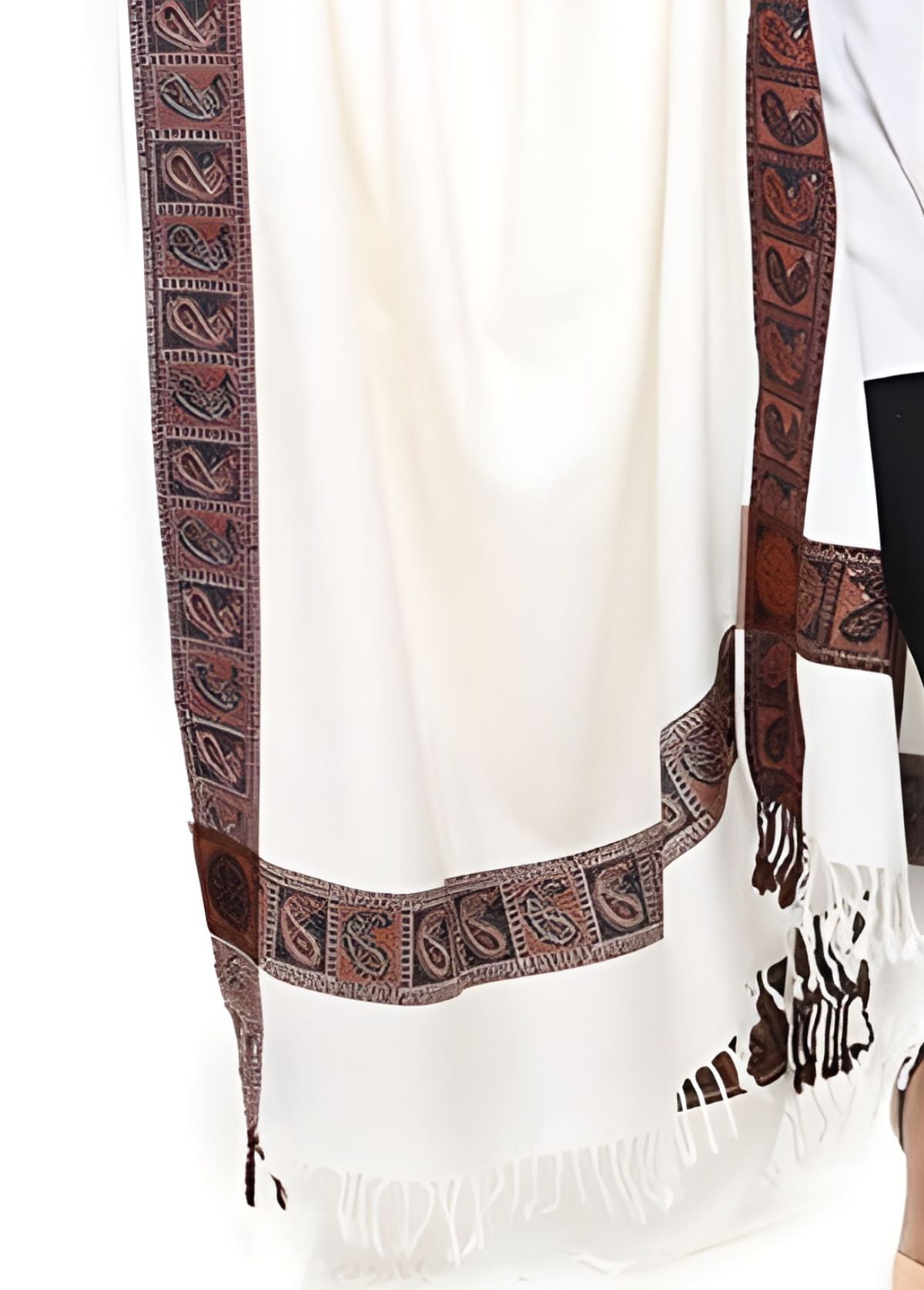 Mominas Kashmiri Heera Shawl and Stoler - White - Mominas