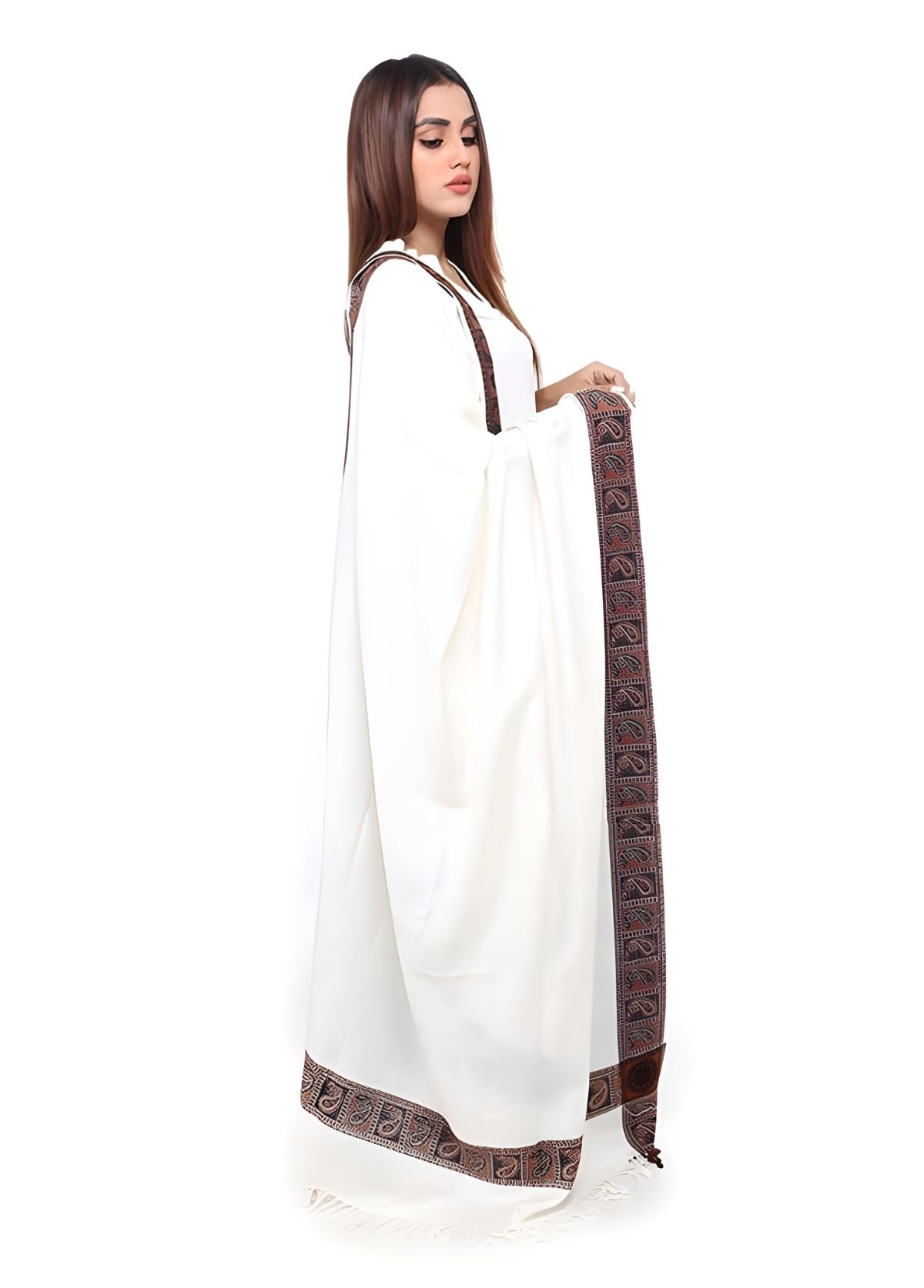 Mominas Kashmiri Heera Shawl and Stoler - White - Mominas