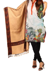 Mominas Kashmiri Heera Stole or Muffler - Honey Brown (Beige)