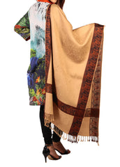 Mominas Kashmiri Heera Stole or Muffler - Honey Brown (Beige)