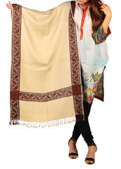 Mominas Kashmiri Heera Stole or Muffler - Beige Pista