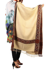 Mominas Kashmiri Heera Stole or Muffler - Beige Pista