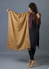 Mominas Kashmiri Heera Stole or Muffler - Camel Brown