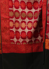 Mominas Mominas Jacquard Patchwork Sitara Jaal Shawl - Maroon & Black Border