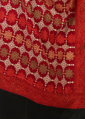 Mominas Mominas Jacquard Patchwork Sitara Jaal Shawl - Maroon & Black Border