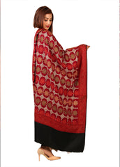 Mominas Mominas Jacquard Patchwork Sitara Jaal Shawl - Maroon & Black Border