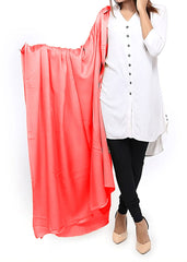 Mominas Plain Pashmina Shawl  - Coral Pink (to Peach)