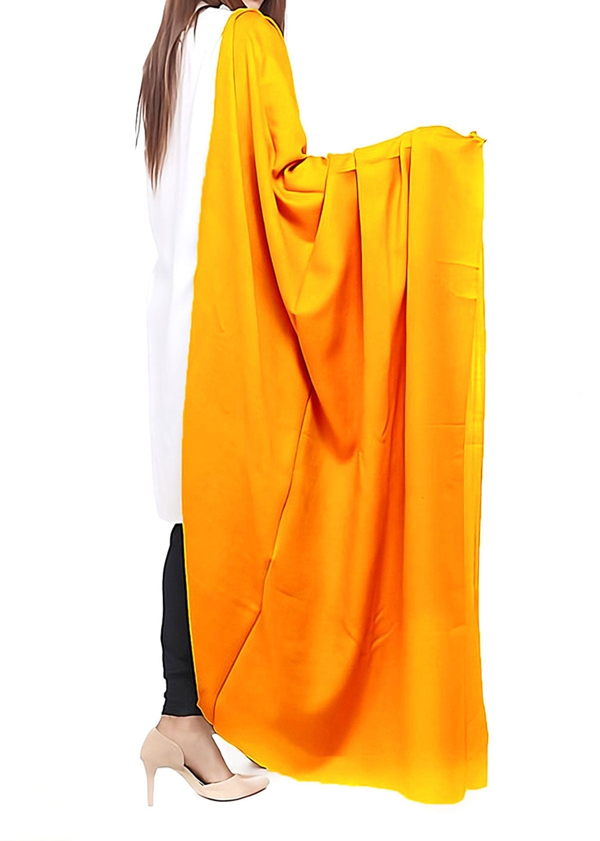 Mominas Plain Pashmina Shawl - Mustard