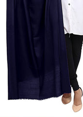 Mominas Plain Pashmina Shawl For Women - Navy Blue