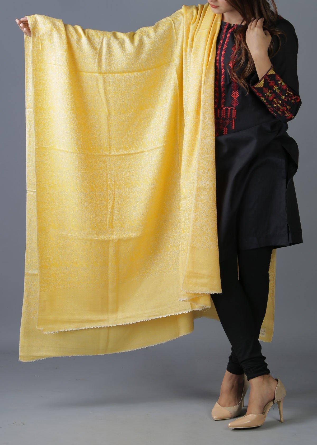 Mominas Pure Wool Shawl - English Yellow
