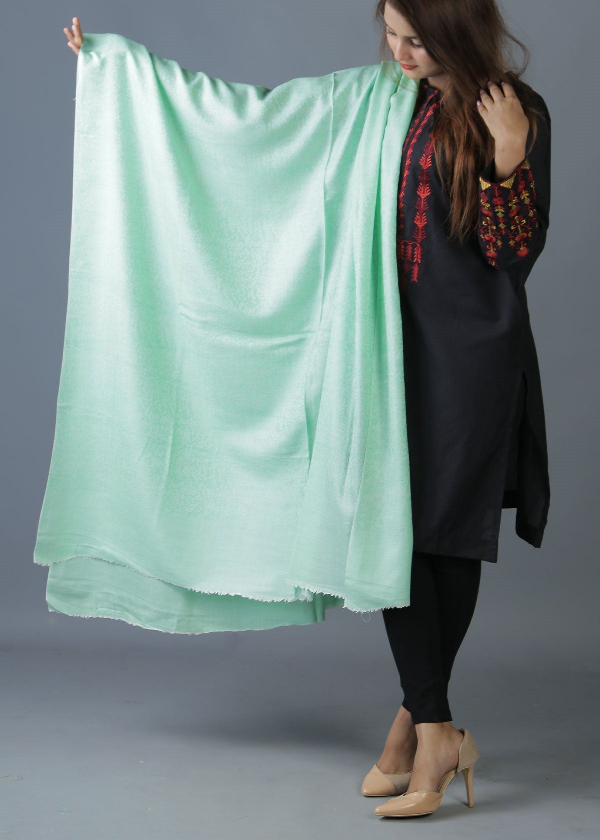 Mominas Pure Wool Shawl - English Green