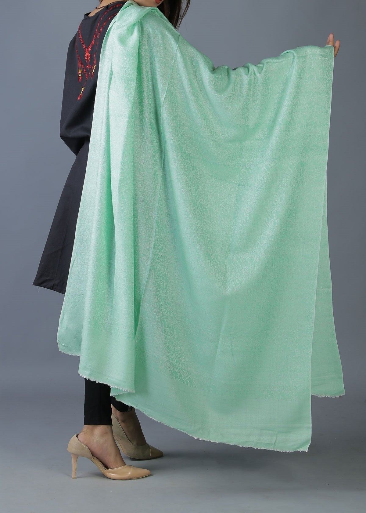 Mominas Pure Wool Shawl - English Green