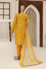 Hz Mid Summer Unstitched 3 Piece Slub Cotton Suit-MSC-109