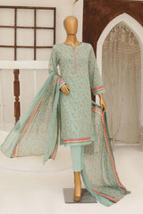 Hz Mid Summer Unstitched 3 Piece Slub Cotton Suit-MSC-2201