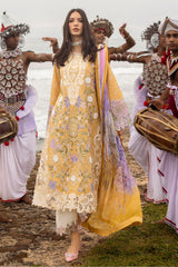 Manaram By Mushq Unstitched 3 Piece Luxury Lawn Suit-MUN-11-Gold Glow