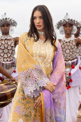 Manaram By Mushq Unstitched 3 Piece Luxury Lawn Suit-MUN-11-Gold Glow