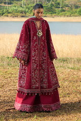 Hussain Rehar Unstitched 3 Piece Luxury Lawn Suit-Mahogany