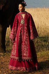 Hussain Rehar Unstitched 3 Piece Luxury Lawn Suit-Mahogany