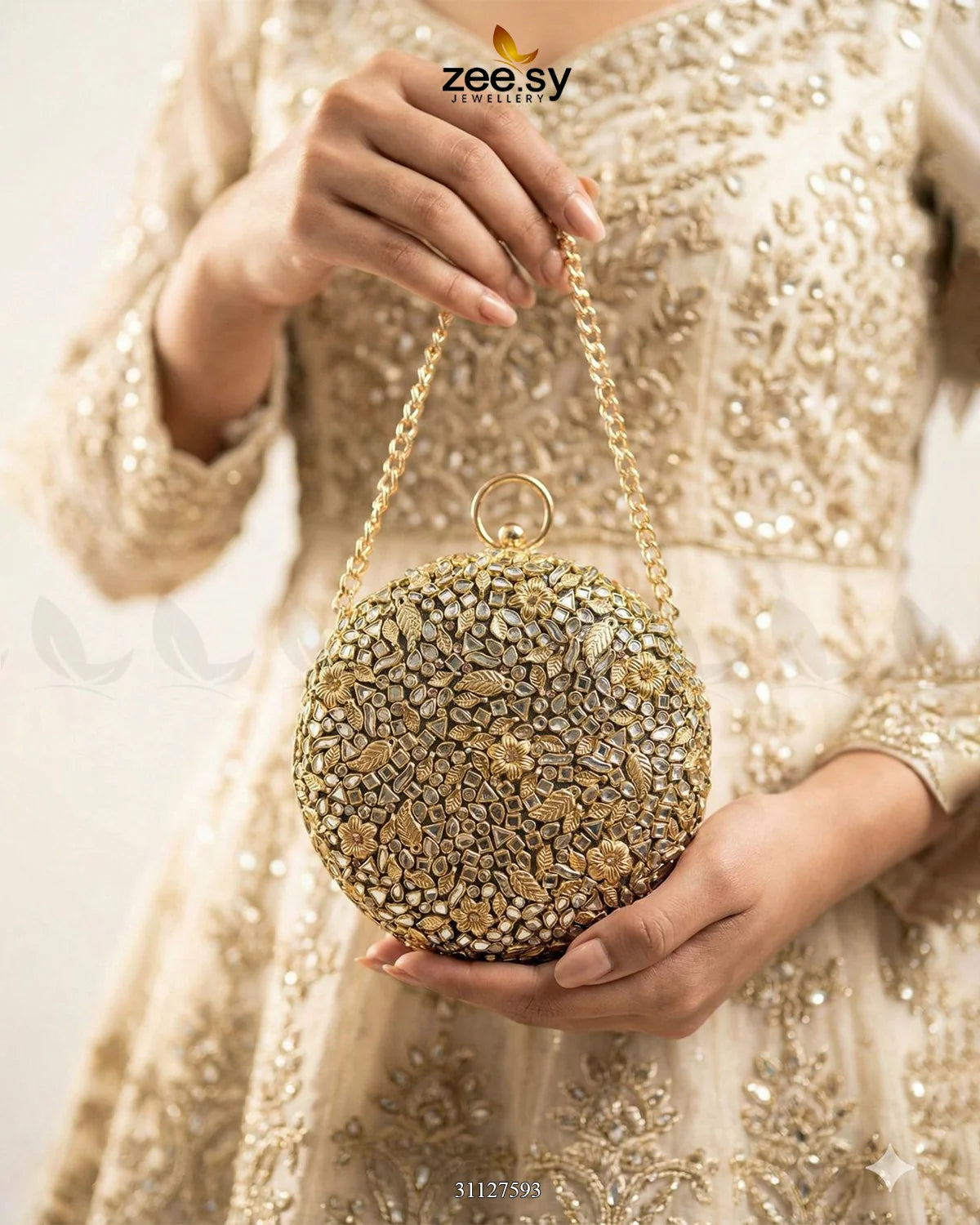 Mahogany Leaf Embellished Clutch Bag - Zeesy Jewellery