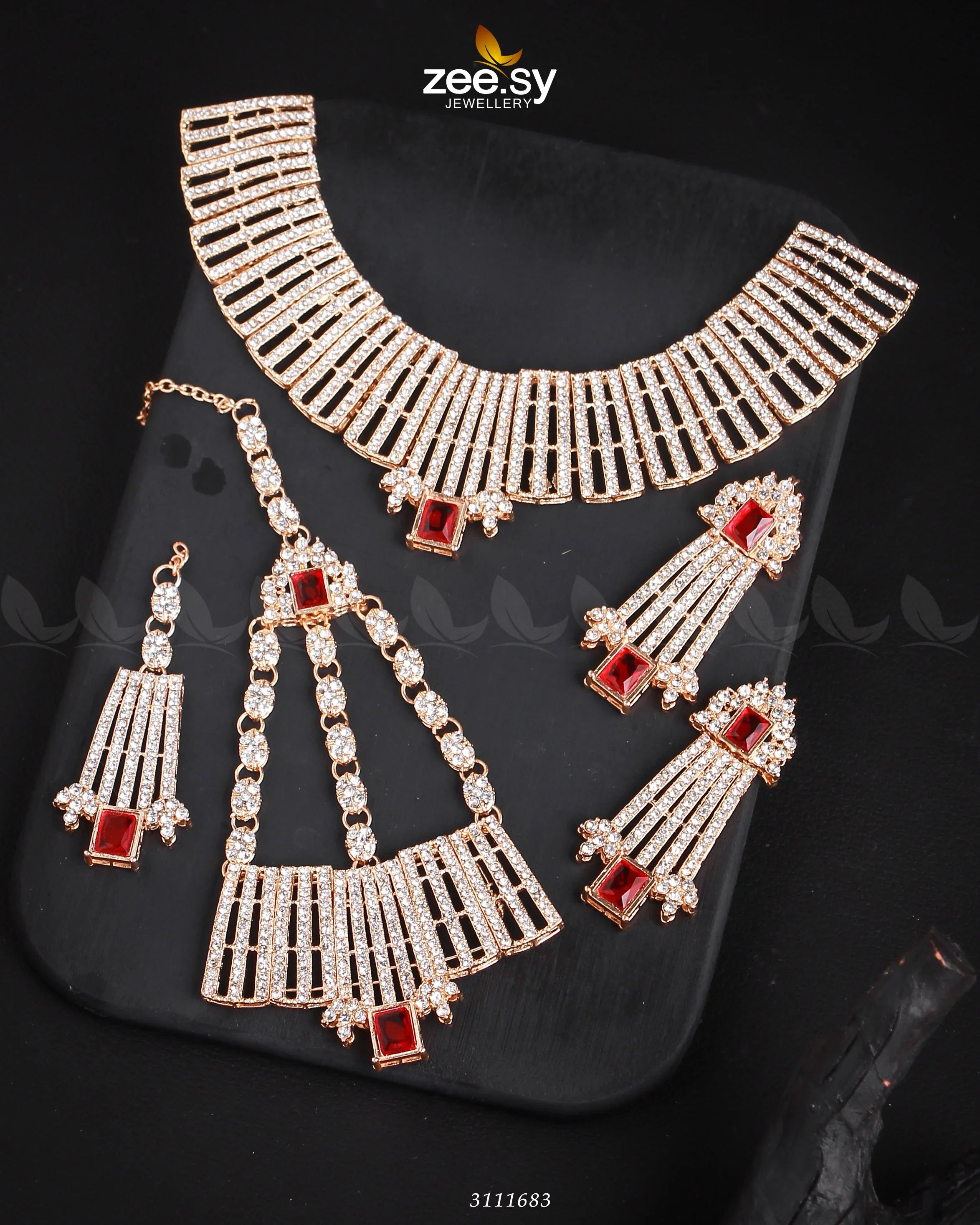 Bismah Maroof Bridal Sets Golden Mahroon - Zeesy Jewellery