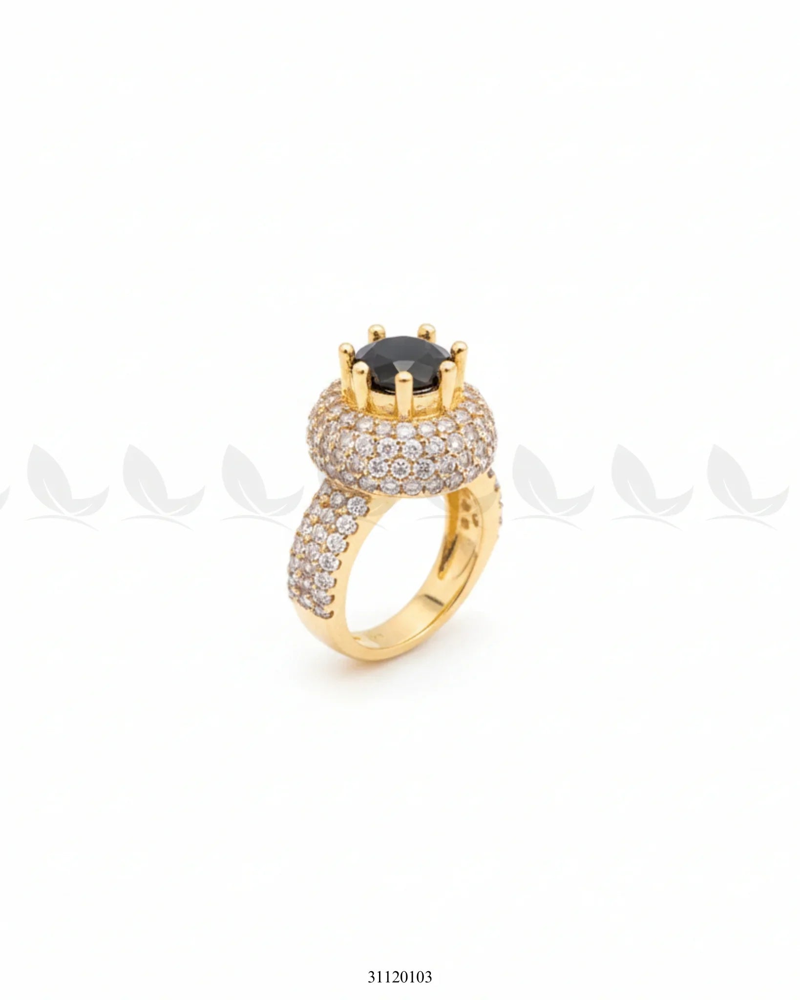 Majestic Double Halo Crown Ring Black - Zeesy Jewellery