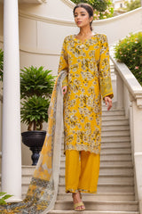 Majestic By HZ Stitched 3 Piece Emb Silk Collection'2025-RRE-112-Yellow