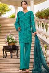 Majestic By HZ Stitched 3 Piece Emb Silk Suit-RRE-114-Sea Green