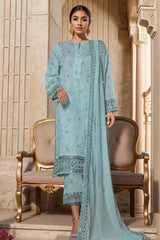 Malika By Sada Bahar Stitched 3 Piece Emb Festive Vol-02 Suit-D-61-Sky
