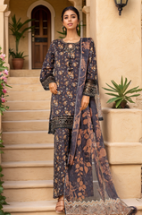 Malika By Sada Bahar Stitched 3 Piece Emb Festive Vol-04 Suit-D-1020-Black
