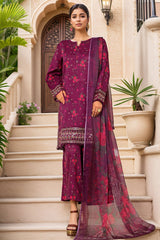Malika By Sada Bahar Stitched 3 Piece Emb Festive Vol-04 Suit-D-203-Purple