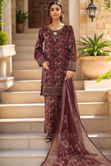 Malika By Sada Bahar Stitched 3 Piece Emb Festive Vol-04 Suit-D-1019-Falsa