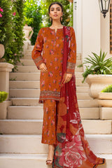 Malika By Sada Bahar Stitched 3 Piece Emb Festive Vol-04 Suit-195-Orange