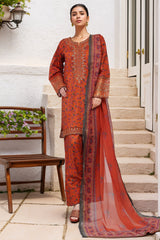Malika By Sada Bahar Stitched 3 Piece Emb Festive Vol-03 Collection'2025-EMB-1515-Rust