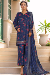 Malika By Sada Bahar Stitched 3 Piece Cutwork Khaddar Vol-01 Suit-5765-Navy Blue
