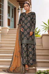 Malika By Sada Bahar Stitched 3 Piece Cutwork Khaddar Vol-01 Suit-5761-Dark Green