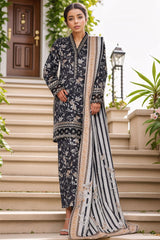 Malika By Sada Bahar Stitched 3 Piece Cutwork Khaddar Vol-01 Suit-5767-Black