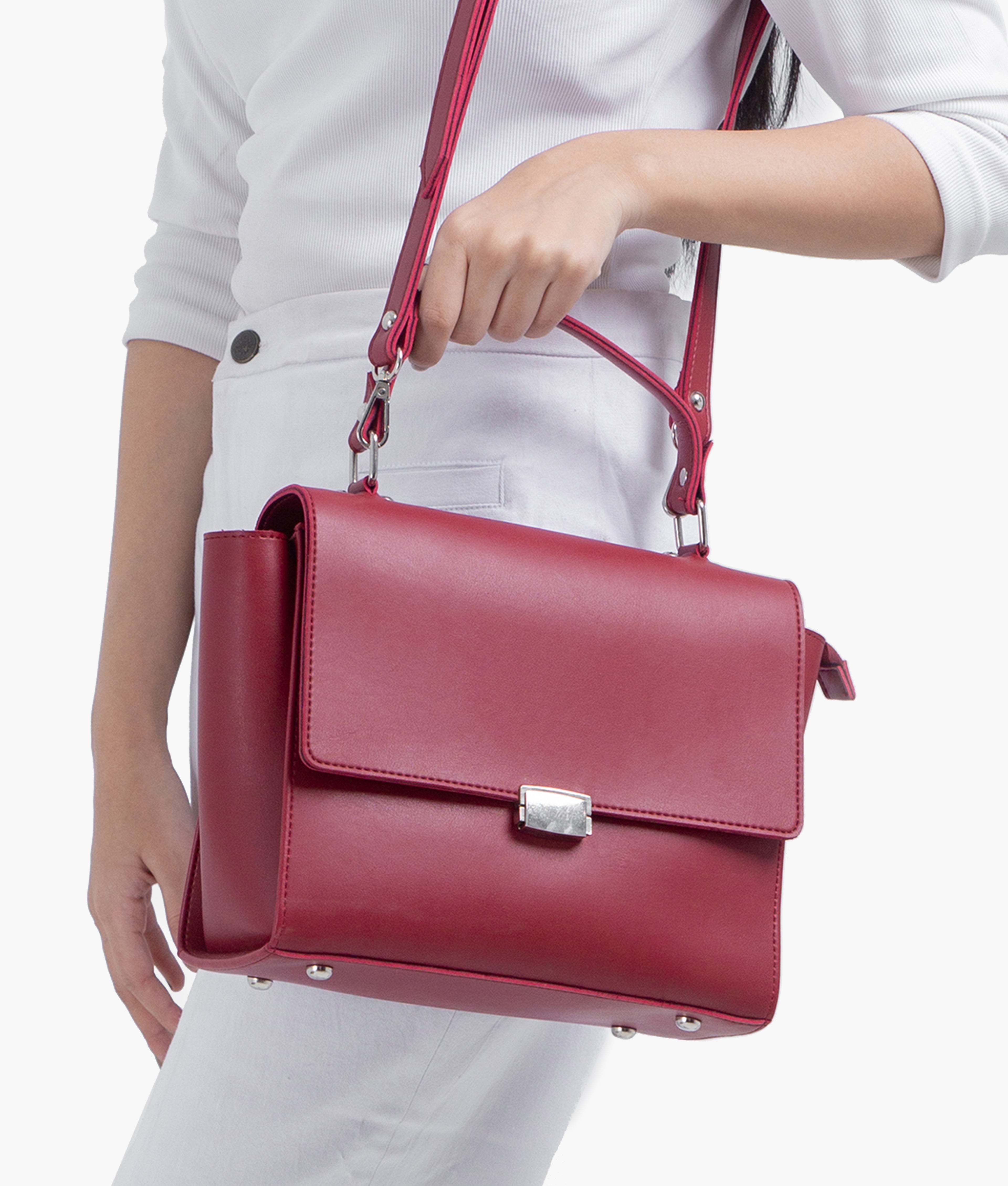 RTW Creation - Maroon mini messenger bag
