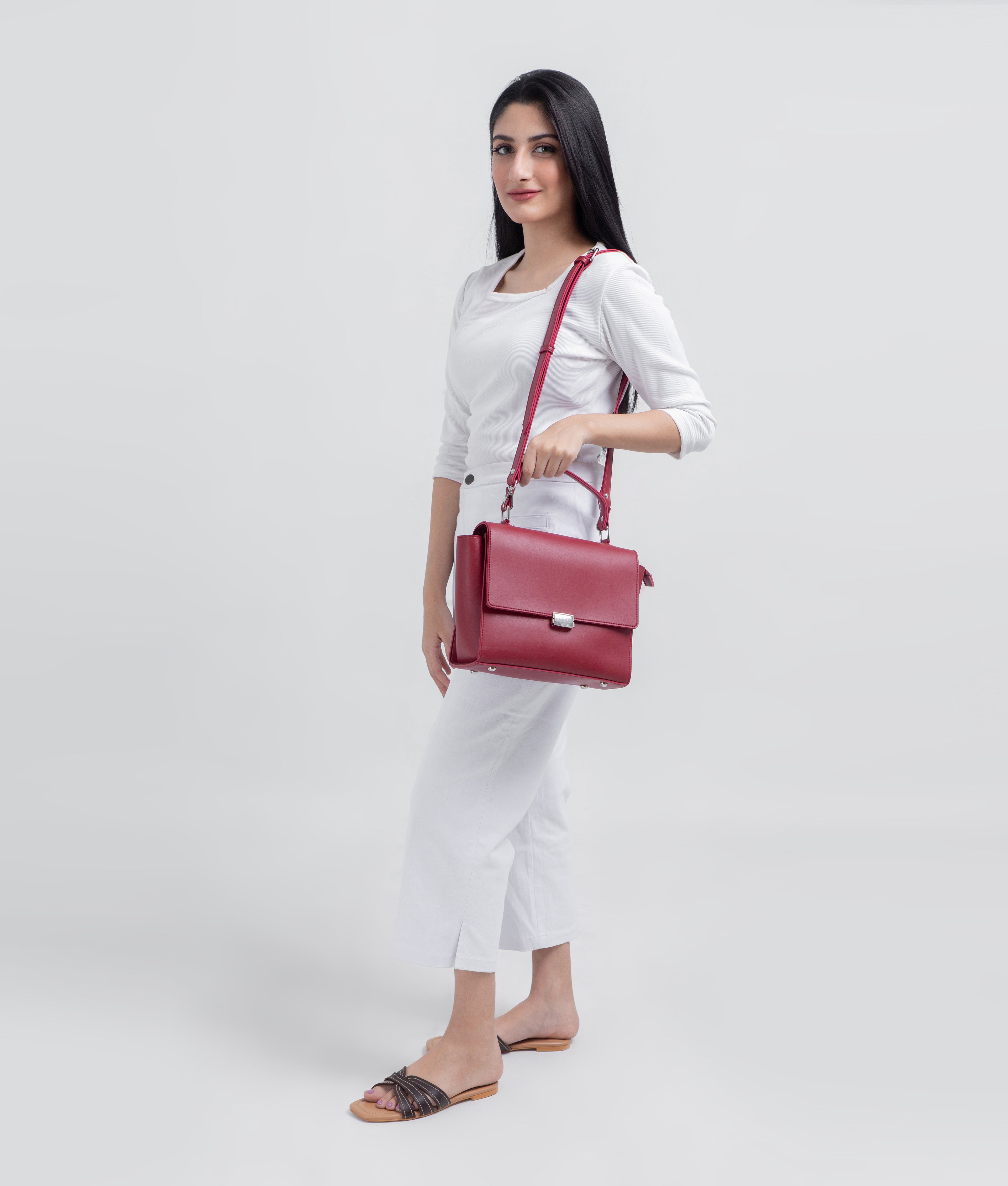 RTW Creation - Maroon mini messenger bag